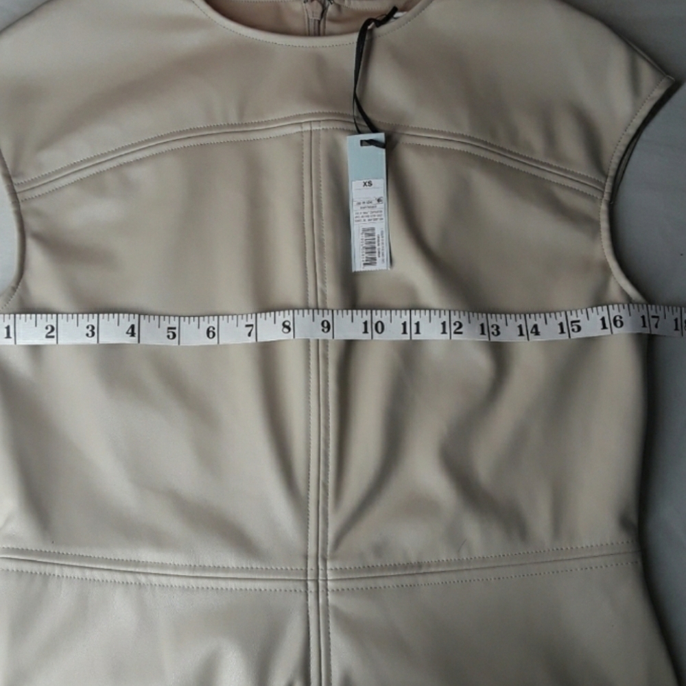 PROLOGUE Tan Faux Leather Sheath Dress X-Small NWT - Picture 6 of 8
